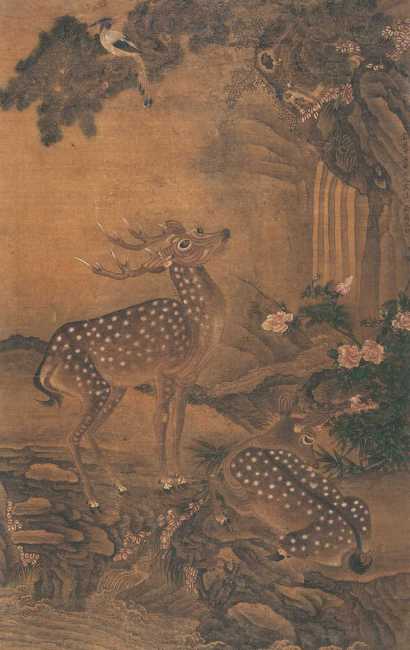 沈铨 丁丑（1757年）作 双鹿图 立轴